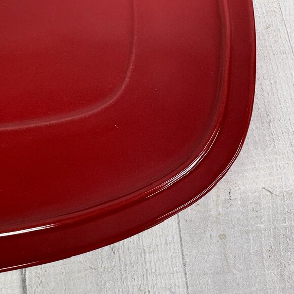Home Trends CANOPY RED Cranberry Embossed Square Porcelain Dinner Plates Set 4 - Picture 15 of 16